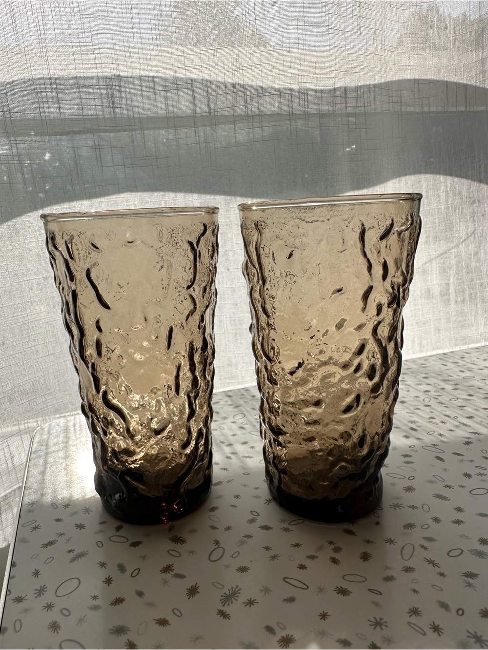 Anchor Hocking Smoky Grey Lido Milano Glass Tumblers - Pair